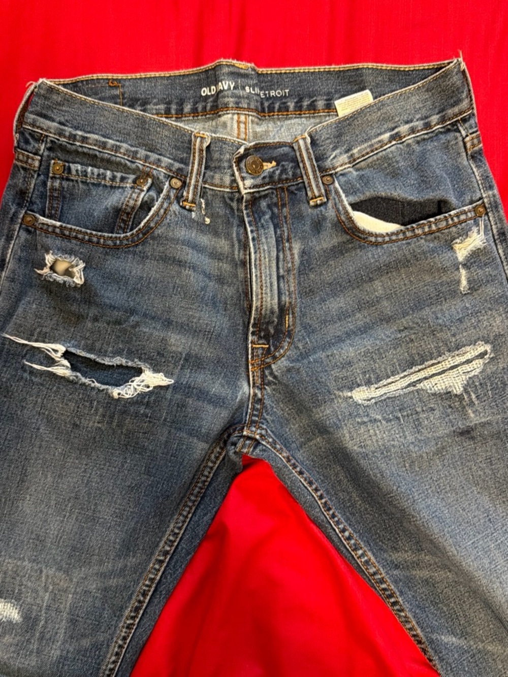 Old Navy Men’s Slim Distressed Blue Jeans
